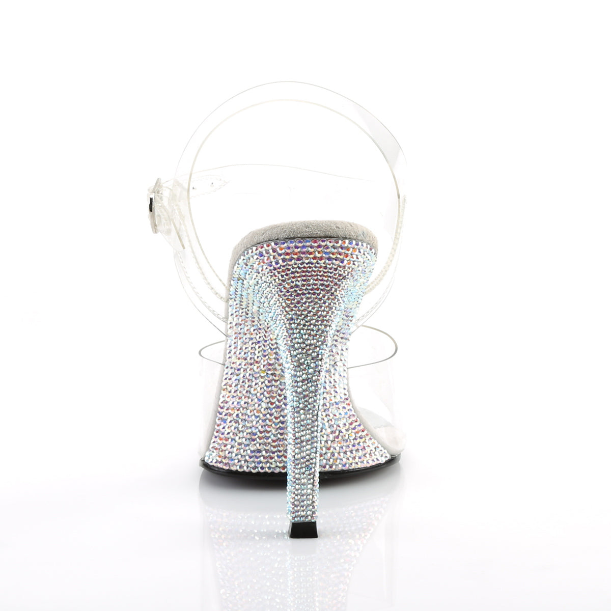 4 1/2" Heel Ankle Strap Sandal w/ Rhinestone/Silv (Fabulicious GALA08DM/C/SMCRS)