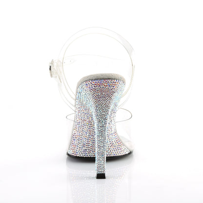 4 1/2" Heel Ankle Strap Sandal w/ Rhinestone/Silv (Fabulicious GALA08DM/C/SMCRS)
