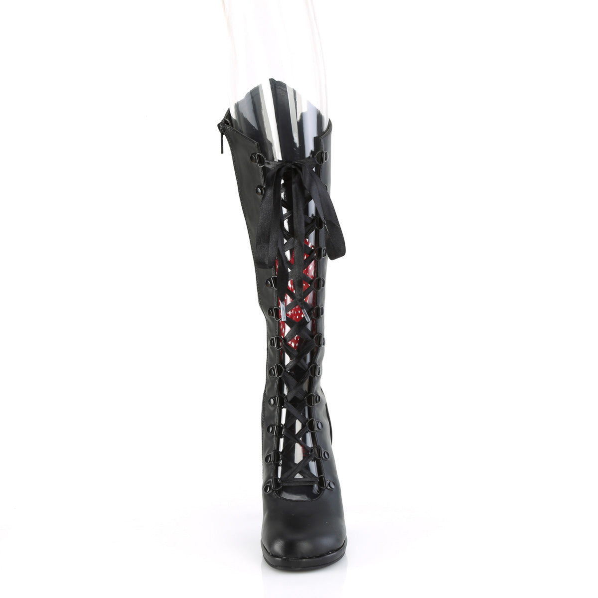 **3 3/4" Heel, 1/2" PF Lace-Up Knee High Boot, Inside Zip (Demonia GLAM243/BVL-RSA)