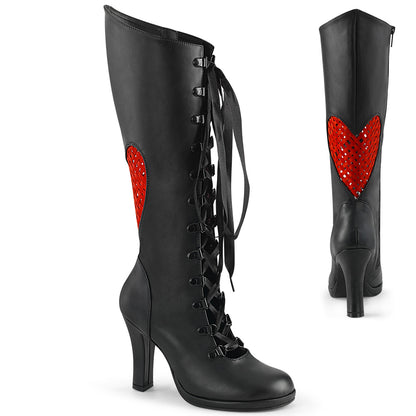 **3 3/4" Heel, 1/2" PF Lace-Up Knee High Boot, Inside Zip (Demonia GLAM243/BVL-RSA)