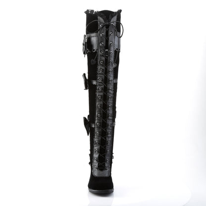 *3 3/4" Heel, 1/2" PF Goth Lolita Over-the-Knee Boot w/ Bows (Demonia GLAM300/BVL-VEL)