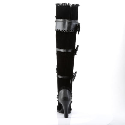 *3 3/4" Heel, 1/2" PF Goth Lolita Over-the-Knee Boot w/ Bows (Demonia GLAM300/BVL-VEL)