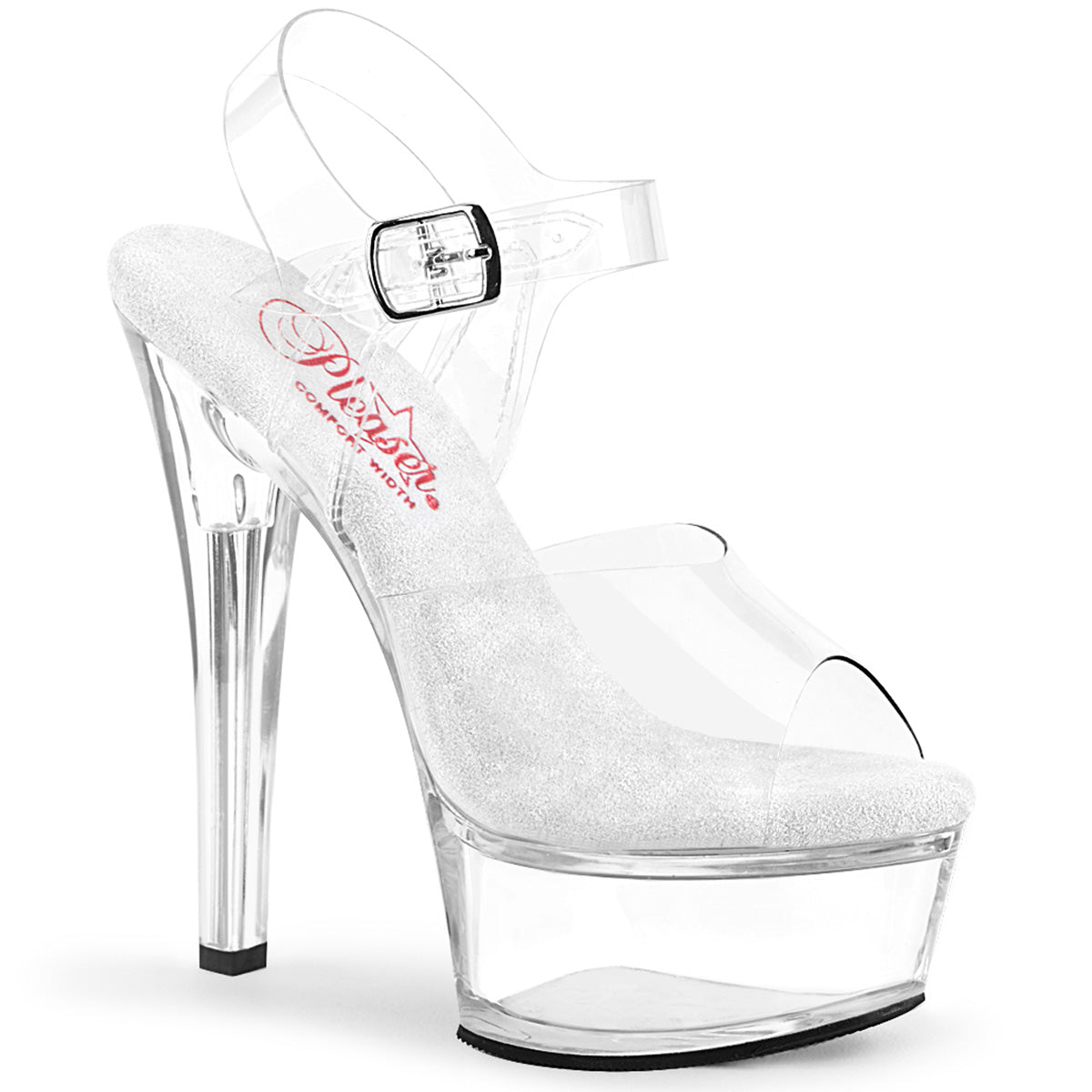 *6" Heel, 1 3/4" PF Comfort Width Ankle Strap Sandal (Pleaser GLM608/C/B)