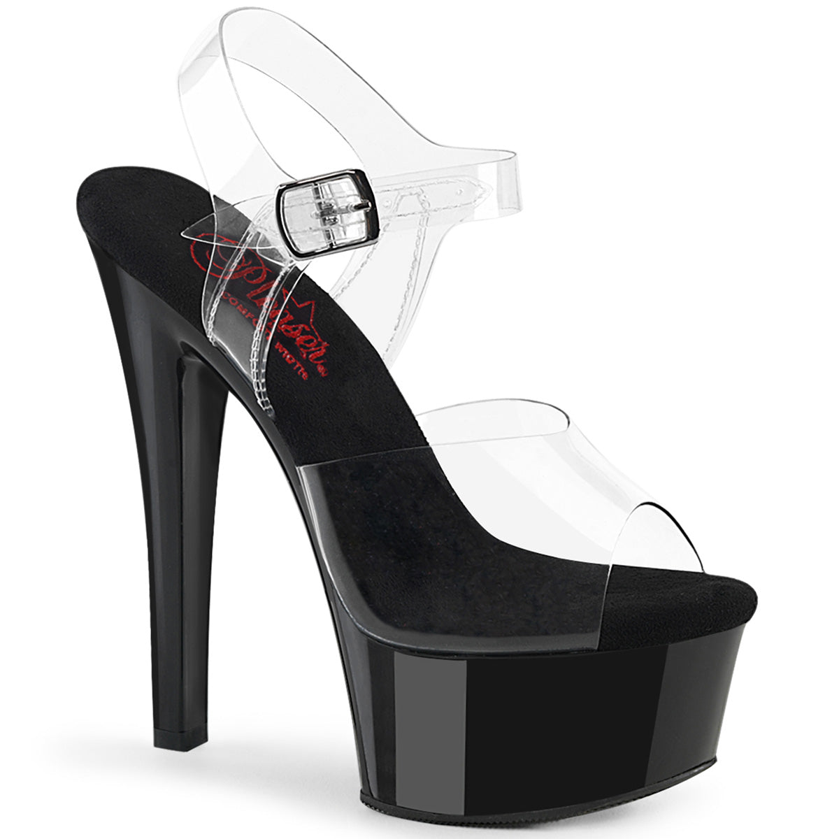 *6" Heel, 1 3/4" PF Comfort Width Ankle Strap Sandal (Pleaser GLM608/C/B)
