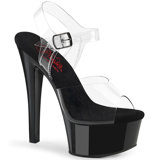 *6" Heel, 1 3/4" PF Comfort Width Ankle Strap Sandal (Pleaser GLM608/C/B)