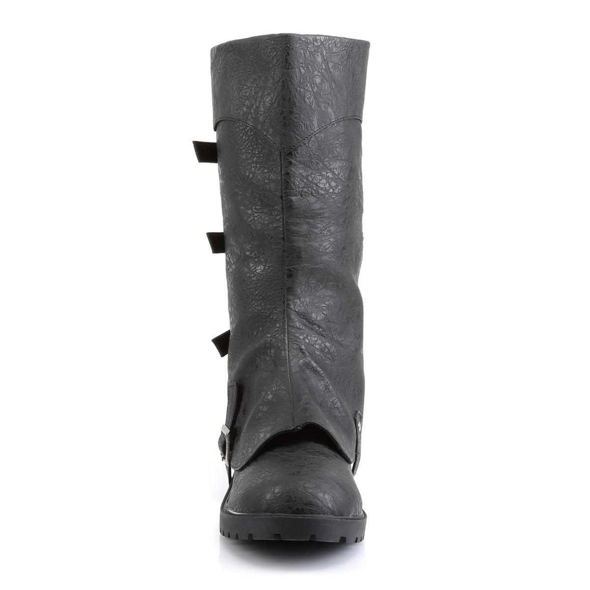 **1 1/2" Flat Heel Men's Buckled Strap Knee High Cuffed Boot (Funtasma GOTH105/BNPU)