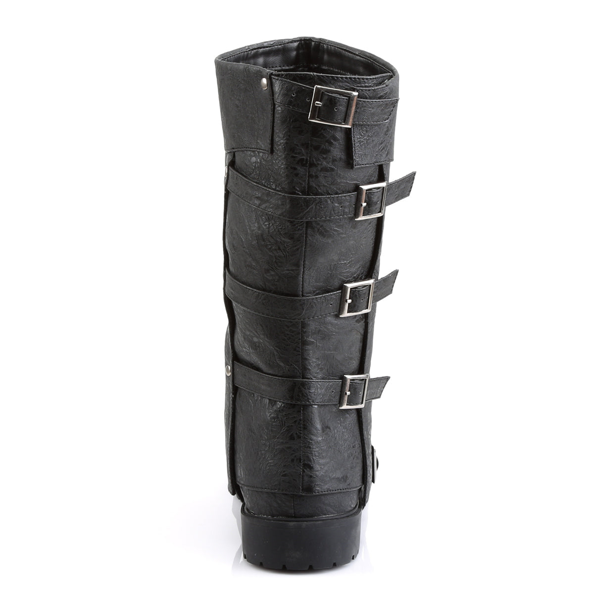 **1 1/2" Flat Heel Men's Buckled Strap Knee High Cuffed Boot (Funtasma GOTH105/BNPU)