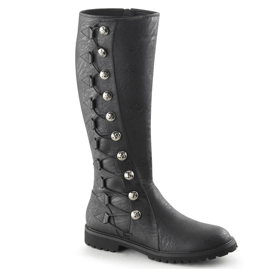 1 1/2" Heel Men's Knee High Boot w/ Button Lace-up, Zip (Funtasma GOTH109/BPU)