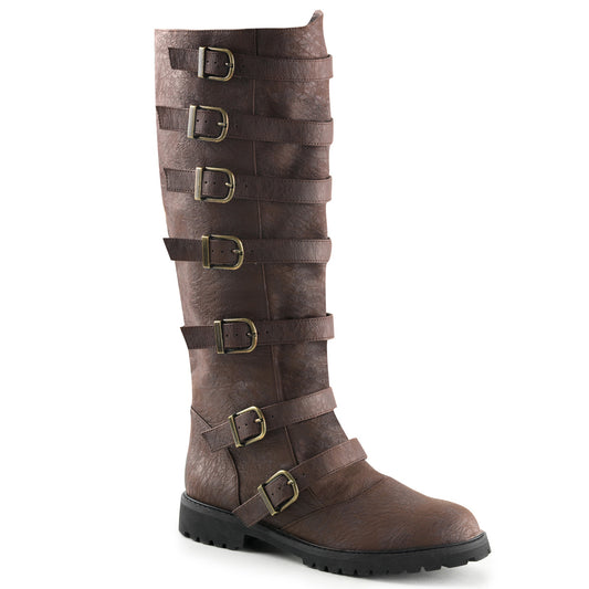 **1 1/2"Heel Men'sPull-on Multi-Buckled Strap Knee High Boot (Funtasma GOTH110/BNPU)