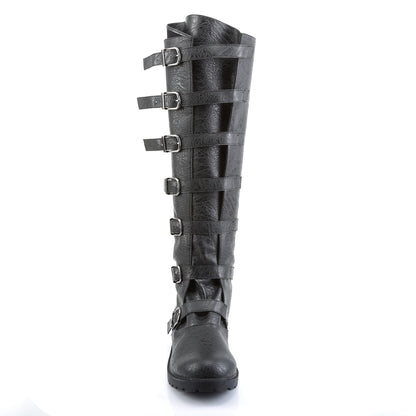 **1 1/2"Heel Men'sPull-on Multi-Buckled Strap Knee High Boot (Funtasma GOTH110/BNPU)