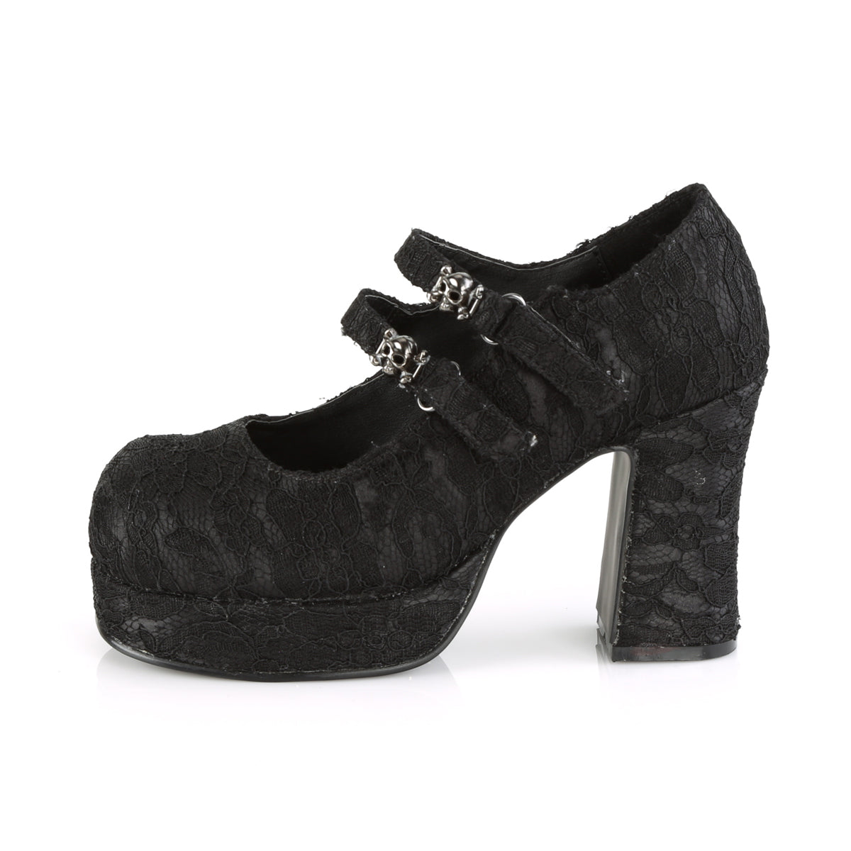 3 3/4" Heel, 1" PF Goth Punk Lolita Skull Studded MJ (Demonia GOT09/B/PU)