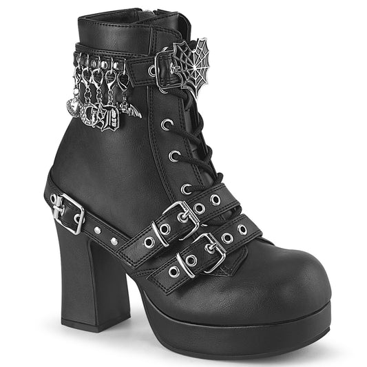 3 3/4" Heel, 1 1/4" PF Lace-Up  Mid-Calf Boot, Inside Zip (Demonia GOT66/BVL)