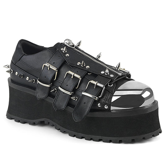 2 3/4" Platform Lace-Up Shoe W/ Metal Toe Cap (Demonia GRAD03/BVL)