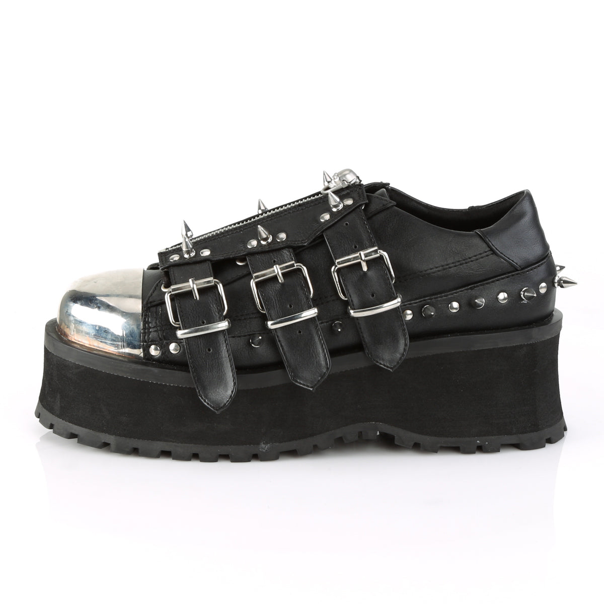2 3/4" Platform Lace-Up Shoe W/ Metal Toe Cap (Demonia GRAD03/BVL)
