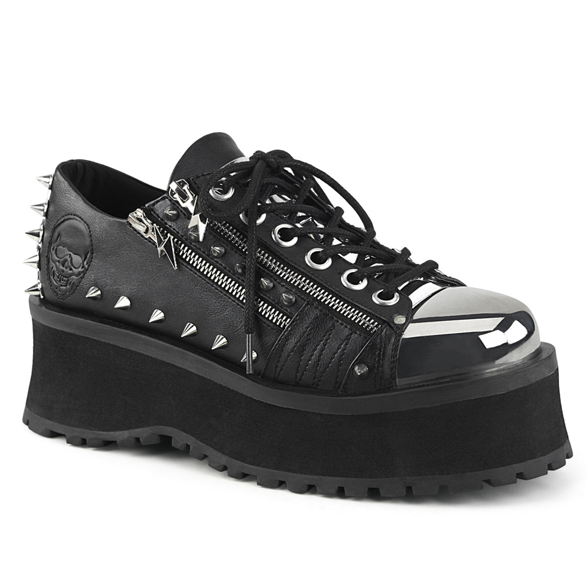 2 3/4" Platform Lace-Up Shoe W/ Metal Toe Cap (Demonia GRAD04/BVL)