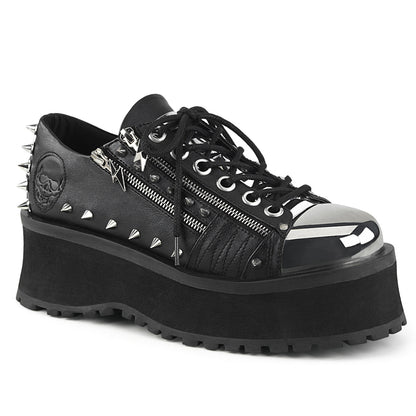 2 3/4" Platform Lace-Up Shoe W/ Metal Toe Cap (Demonia GRAD04/BVL)