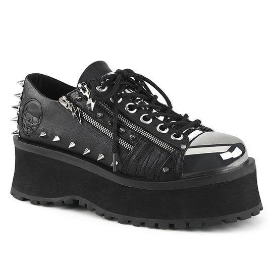 2 3/4" Platform Lace-Up Shoe W/ Metal Toe Cap (Demonia GRAD04/BVL)