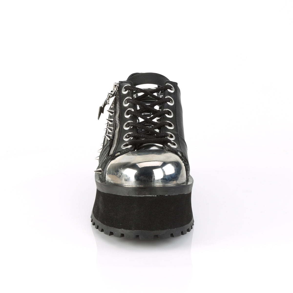2 3/4" Platform Lace-Up Shoe W/ Metal Toe Cap (Demonia GRAD04/BVL)