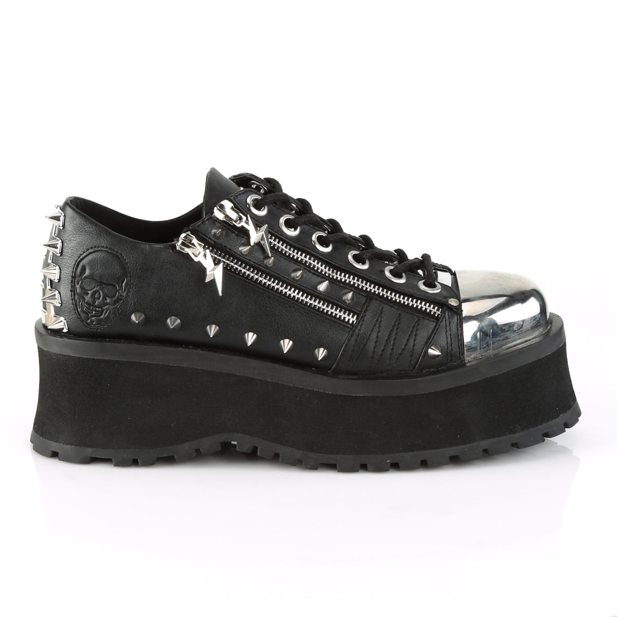 2 3/4" Platform Lace-Up Shoe W/ Metal Toe Cap (Demonia GRAD04/BVL)