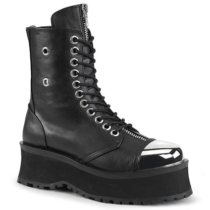2 3/4" PF Lace-Up Ankle Boot, Back Metal Zipper (Demonia GRAD10/BVL)