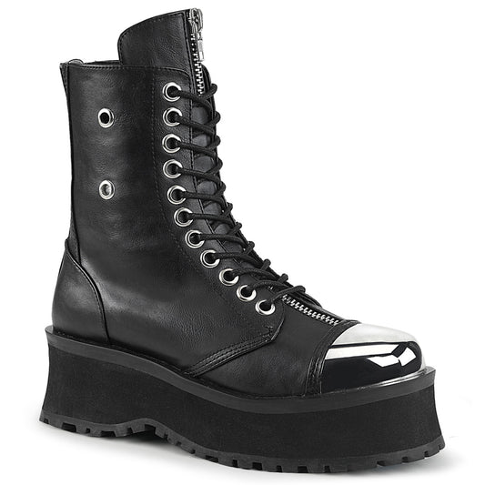2 3/4" PF Lace-Up Ankle Boot, Back Metal Zipper (Demonia GRAD10/BVL)