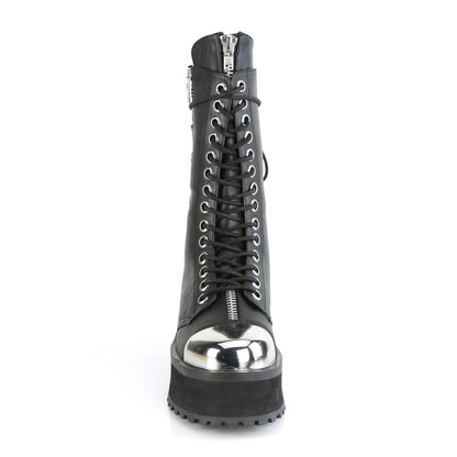 2 3/4" PF Lace-Up Mid Calf Boot, Back Metal Zipper (Demonia GRAD14/BVL)