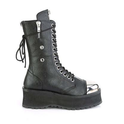 2 3/4" PF Lace-Up Mid Calf Boot, Back Metal Zipper (Demonia GRAD14/BVL)