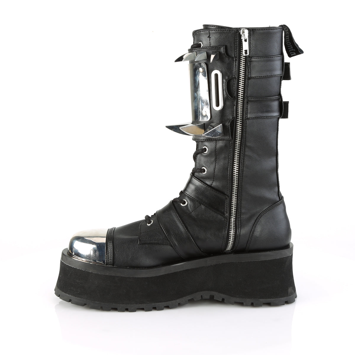 2 3/4" PF Lace-Up Mid-CalfBoot W/Metal ToeCap, SideZip (Demonia GRAD250/BVL)