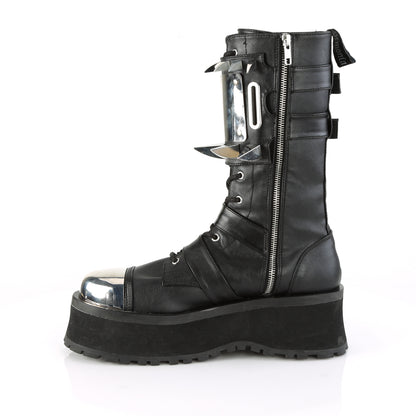 2 3/4" PF Lace-Up Mid-CalfBoot W/Metal ToeCap, SideZip (Demonia GRAD250/BVL)