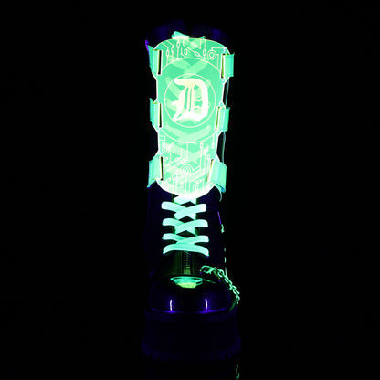 **2 3/4" Platform Lace-Up Mid Calf Boot, Inside Zip (Demonia GRAD255/BVL-NGN)