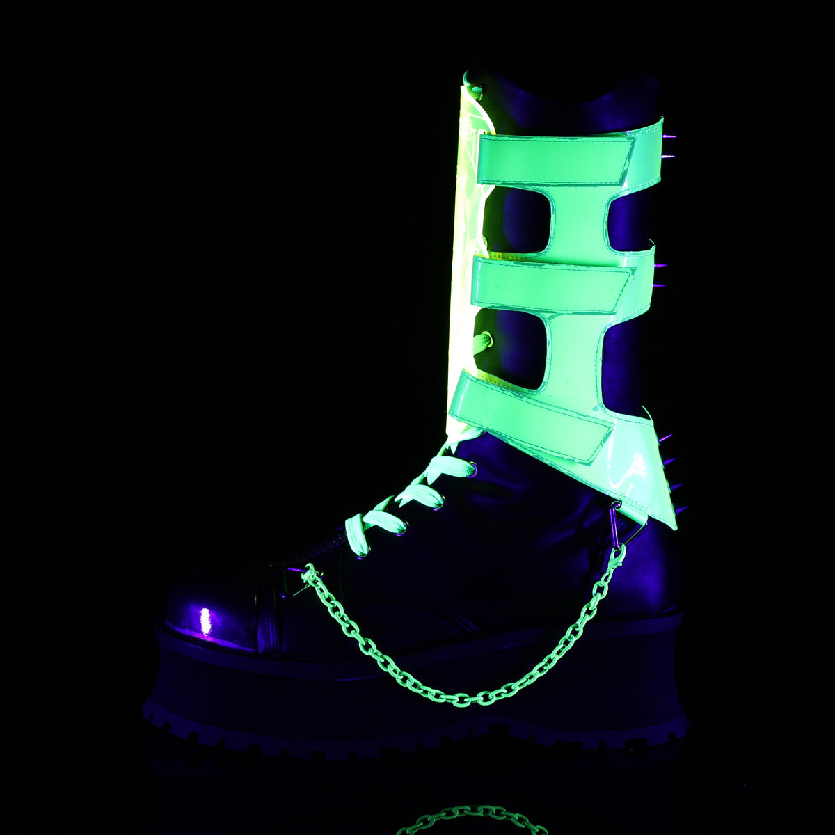 **2 3/4" Platform Lace-Up Mid Calf Boot, Inside Zip (Demonia GRAD255/BVL-NGN)