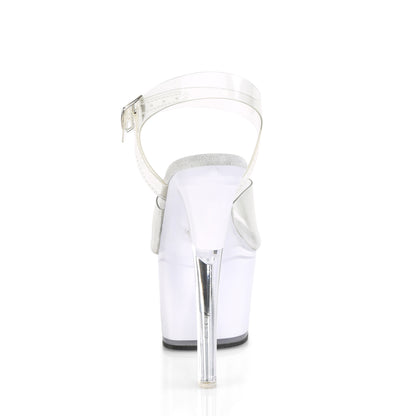 7" Heel, 2 3/4" PF LED Illuminated Ankle Strap Sandal (Pleaser ILLUMTR708/C/WGLOW)