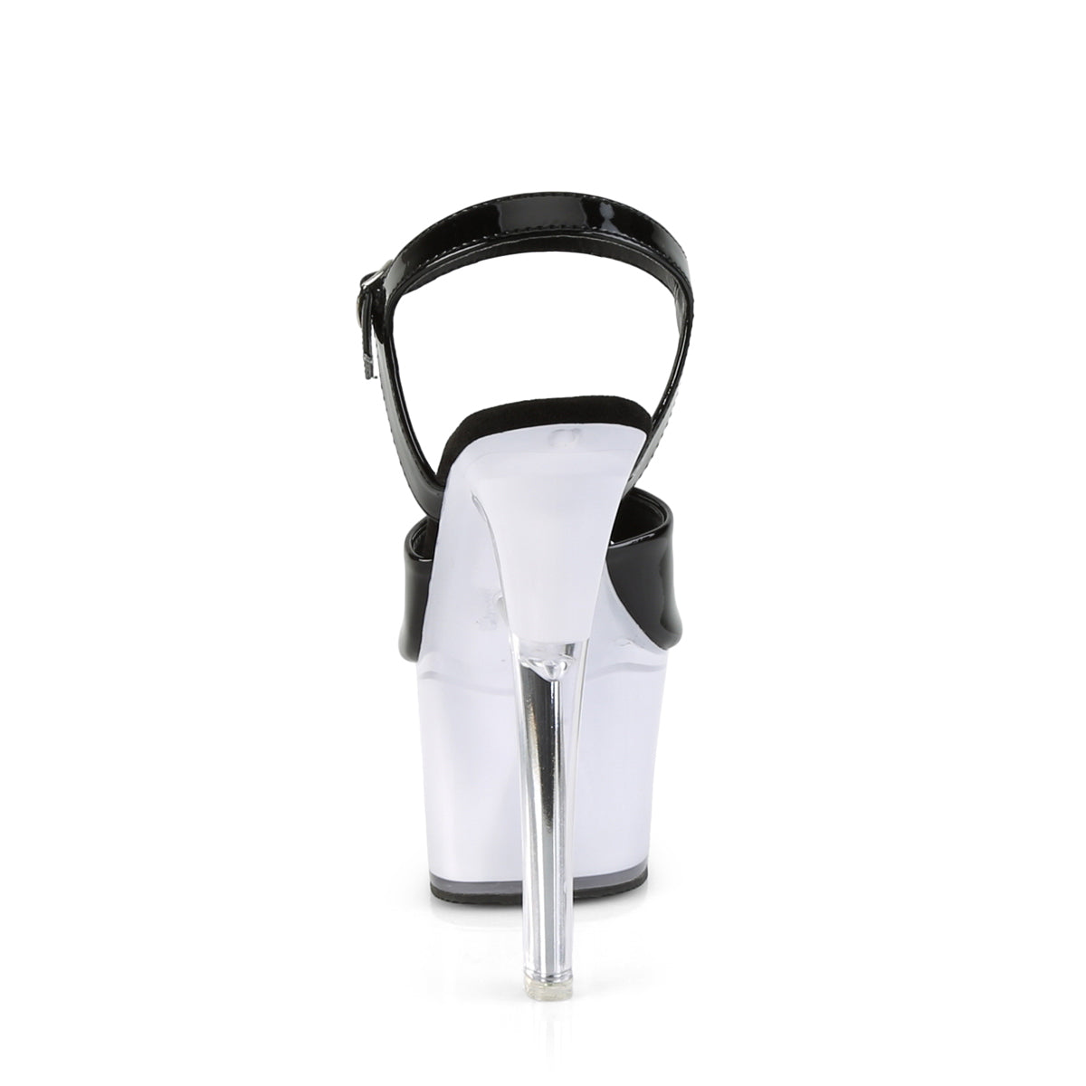 *7" Heel, 2 3/4" PF LED Illuminated Ankle Strap Sandal (Pleaser ILLUMTR709/B/WGLOW)