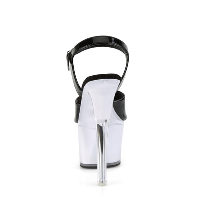 *7" Heel, 2 3/4" PF LED Illuminated Ankle Strap Sandal (Pleaser ILLUMTR709/B/WGLOW)