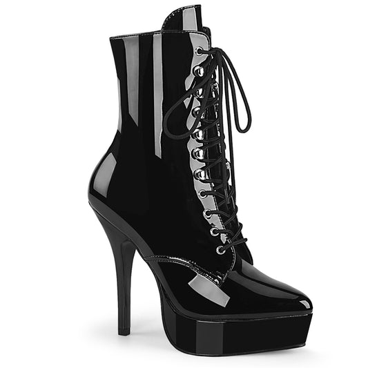 5 1/4" Heel, 1 1/4" PF Lace-Up Front Ankle Boot, Side Zip (Devious IND1020/B)