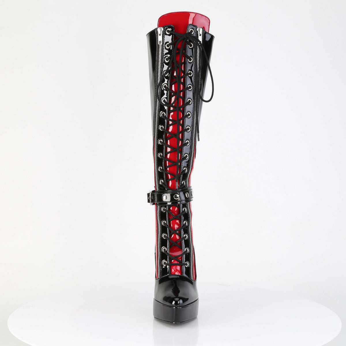 5 1/4" Lace-Up Knee High Boot, Inside Zip (Devious IND2028/B-R)