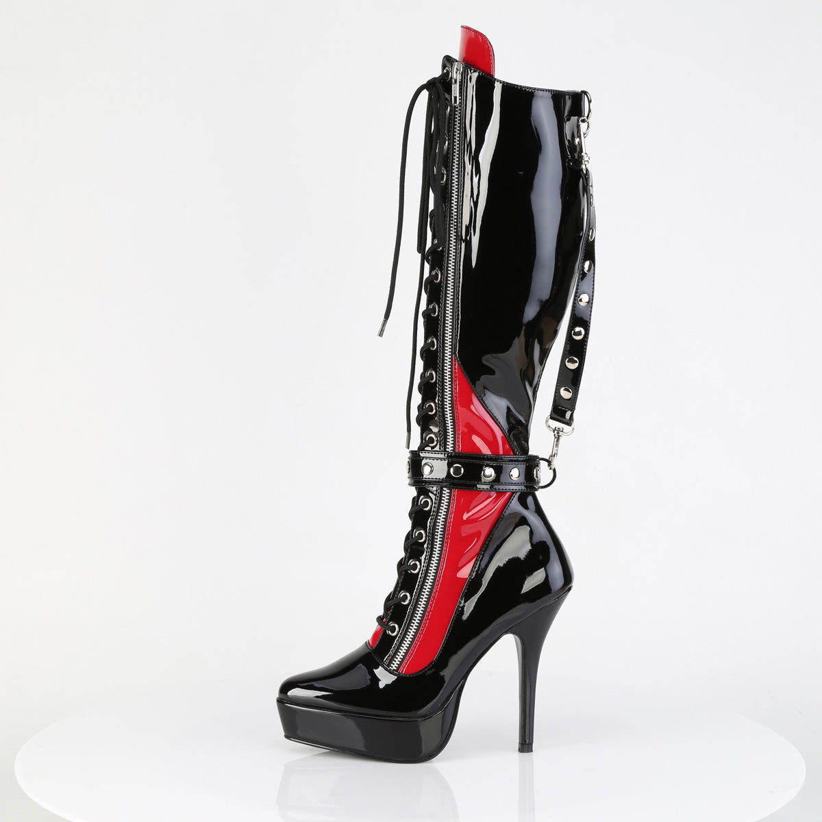 5 1/4" Lace-Up Knee High Boot, Inside Zip (Devious IND2028/B-R)