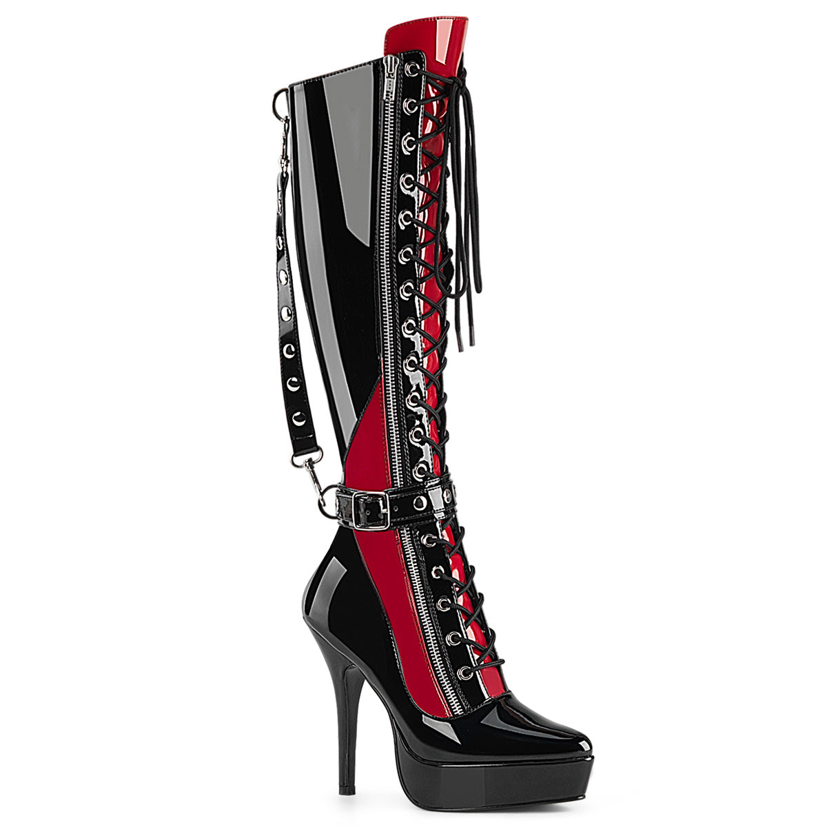 5 1/4" Lace-Up Knee High Boot, Inside Zip (Devious IND2028/B-R)