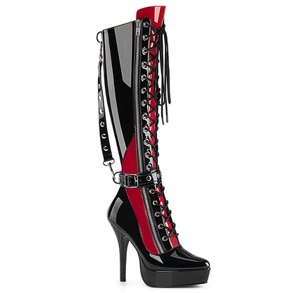 5 1/4" Lace-Up Knee High Boot, Inside Zip (Devious IND2028/B-R)