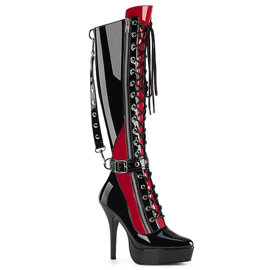 5 1/4" Lace-Up Knee High Boot, Inside Zip (Devious IND2028/B-R)