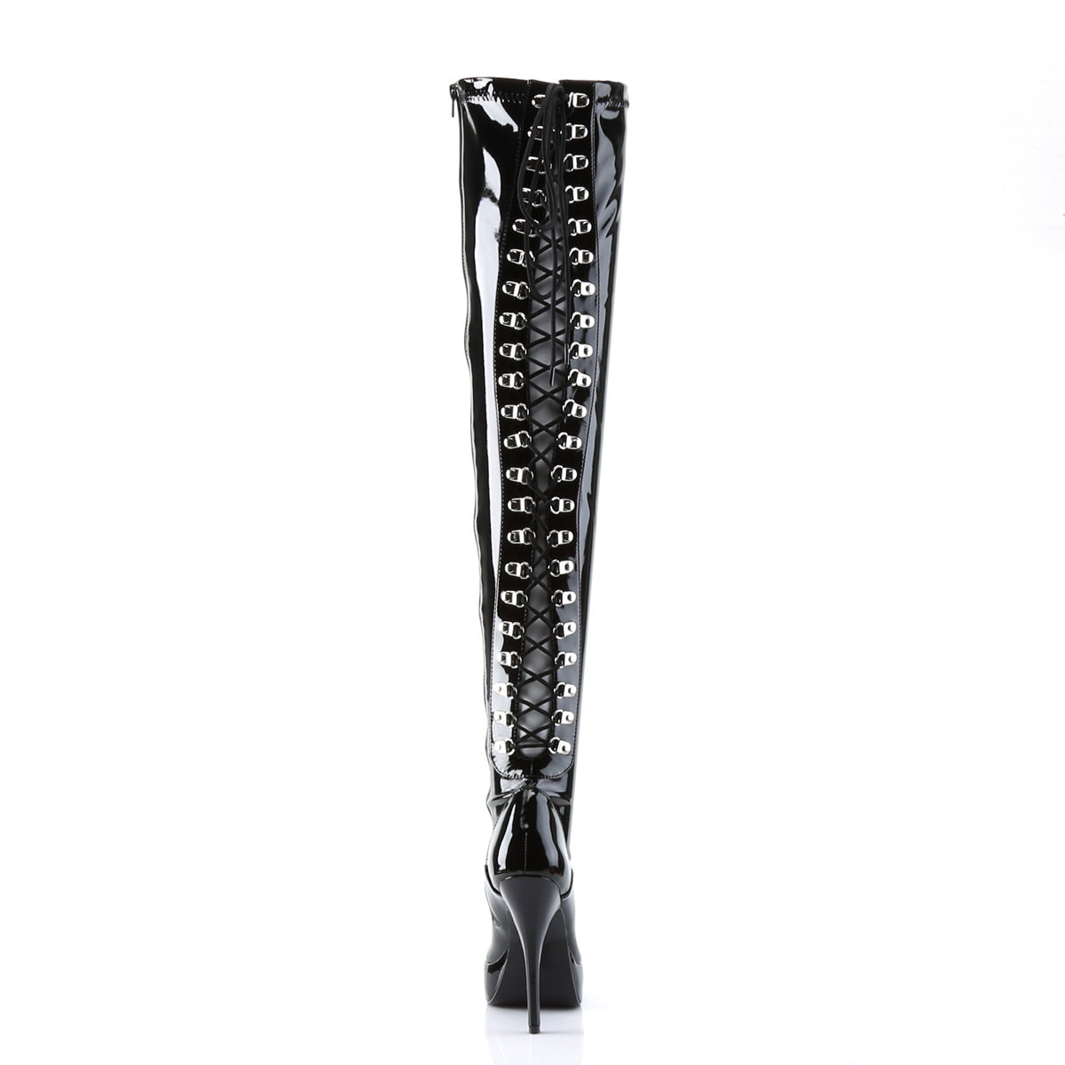 5 1/4" Back Lace-Up Stretch PF Thigh Boot (Devious IND3063/B)