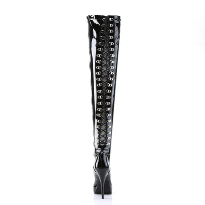 5 1/4" Back Lace-Up Stretch PF Thigh Boot (Devious IND3063/B)