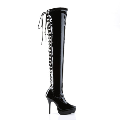 5 1/4" Back Lace-Up Stretch PF Thigh Boot (Devious IND3063/B)