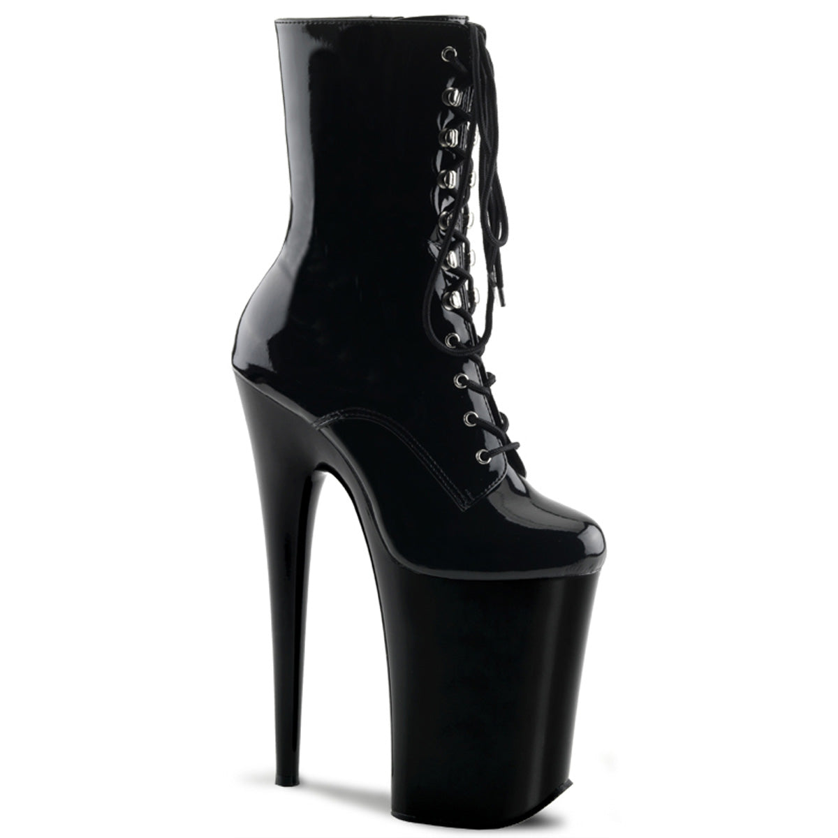 9" Heel, 5 1/4" PF Front Lace-Up Ankle Boot (Pleaser INF1020/B/M)