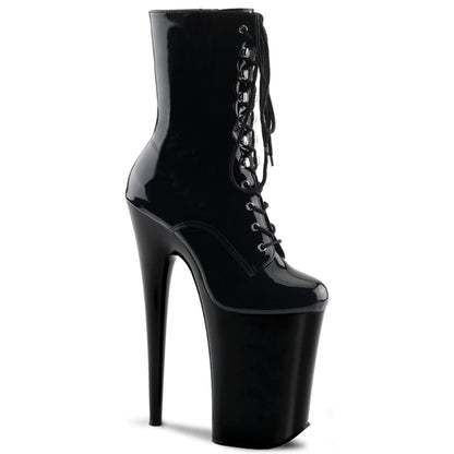 9" Heel, 5 1/4" PF Front Lace-Up Ankle Boot (Pleaser INF1020/B/M)