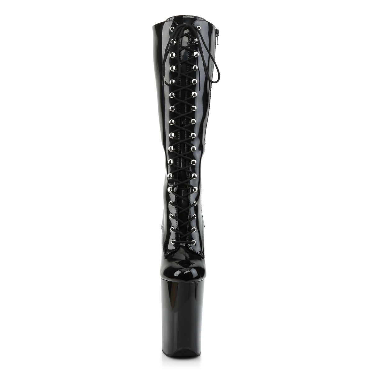 9" Heel, 5 1/4" PF Front Lace-Up Knee Boot (Pleaser INF2020/B/M)