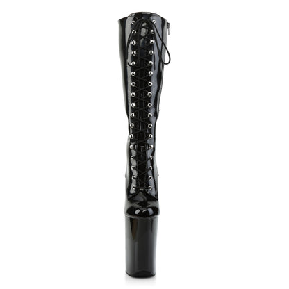 9" Heel, 5 1/4" PF Front Lace-Up Knee Boot (Pleaser INF2020/B/M)