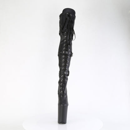 9" Heel, 5 1/4" PF Lace-Up Front Thigh High Boot, Side Zip (Pleaser INF3028/B/M)