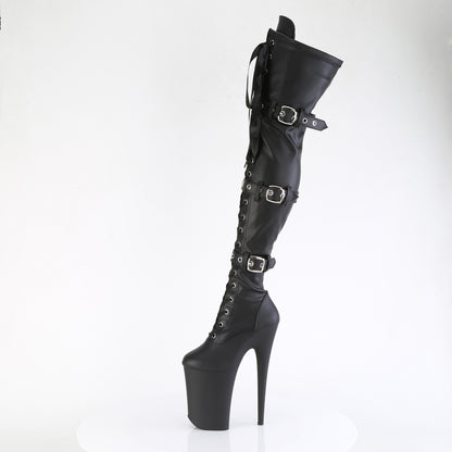 9" Heel, 5 1/4" PF Lace-Up Front Thigh High Boot, Side Zip (Pleaser INF3028/B/M)