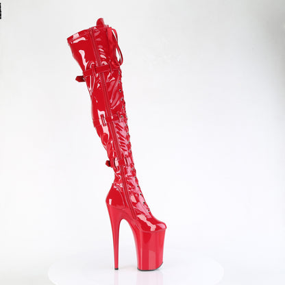 9" Heel, 5 1/4" PF Lace-Up Front Thigh High Boot, Side Zip (Pleaser INF3028/B/M)